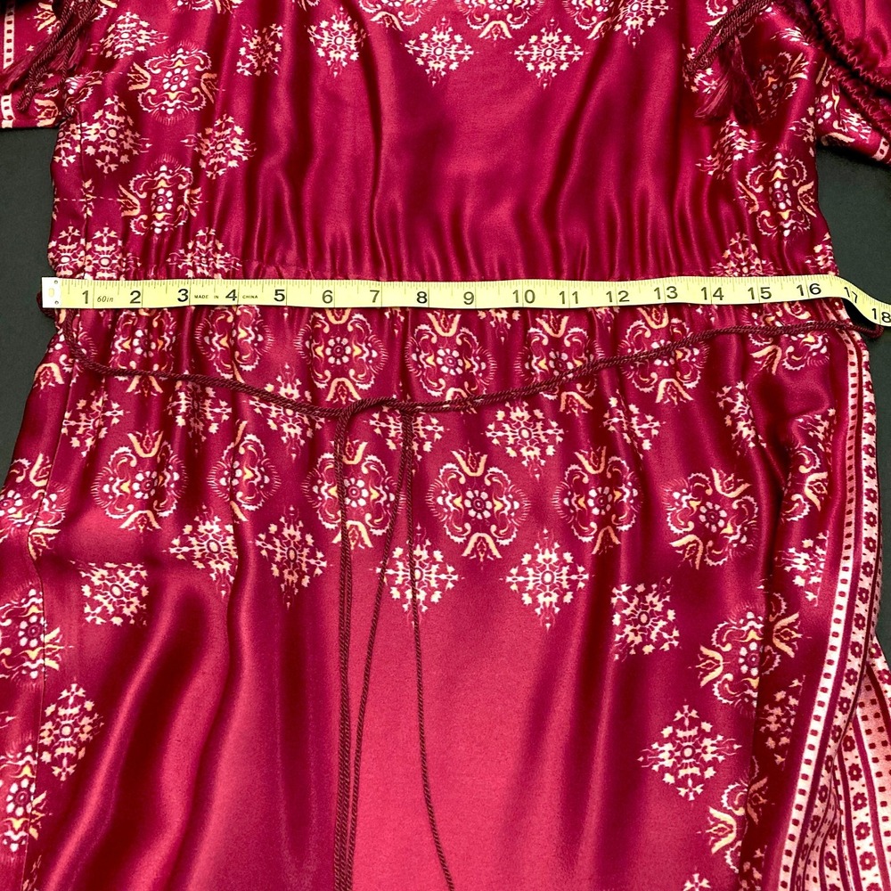 Vtg Victor Costa Maxi Hanky Dress 1970s Dark Pink Boho Dolman Sleeves Womens 1 - Picture 6 of 9